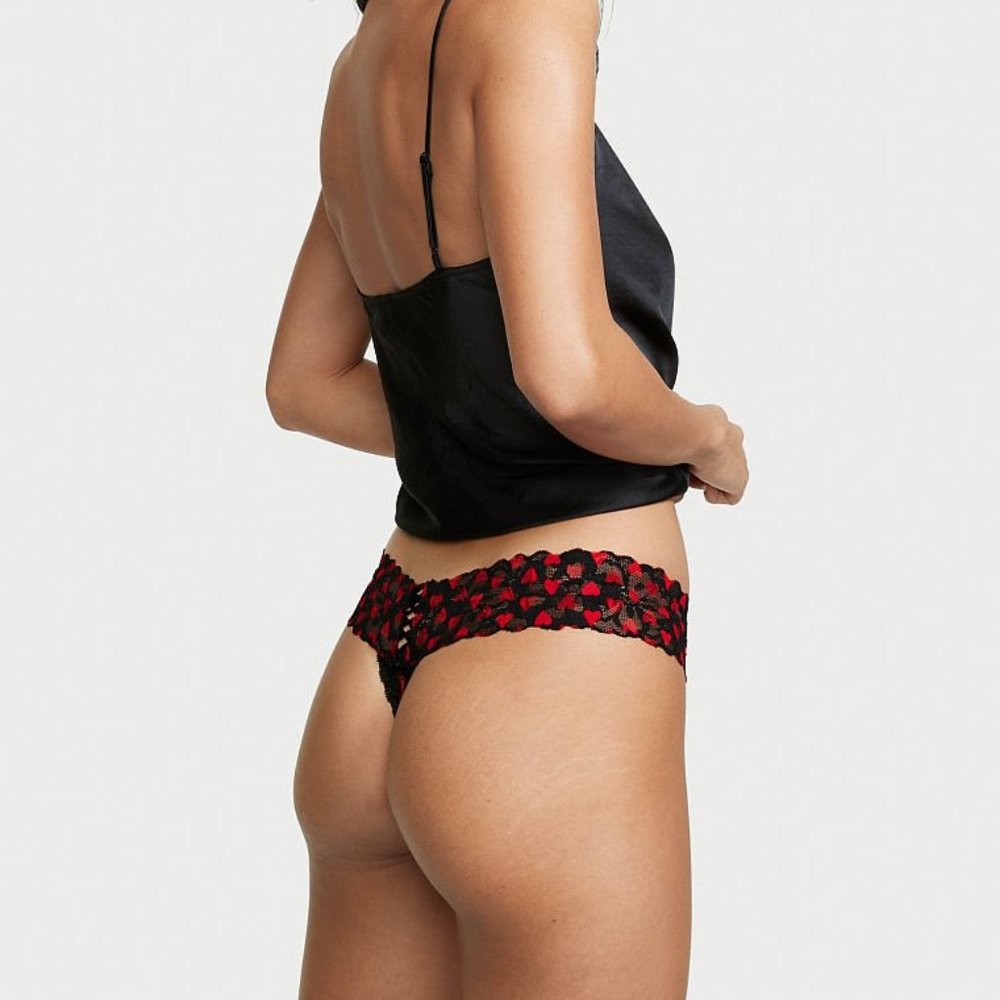 VS XS ❤️ Lace Thong w/Red Hearts NWT Victoria's Secret Gorgeous Romantic NEW - Picture 2 of 16
